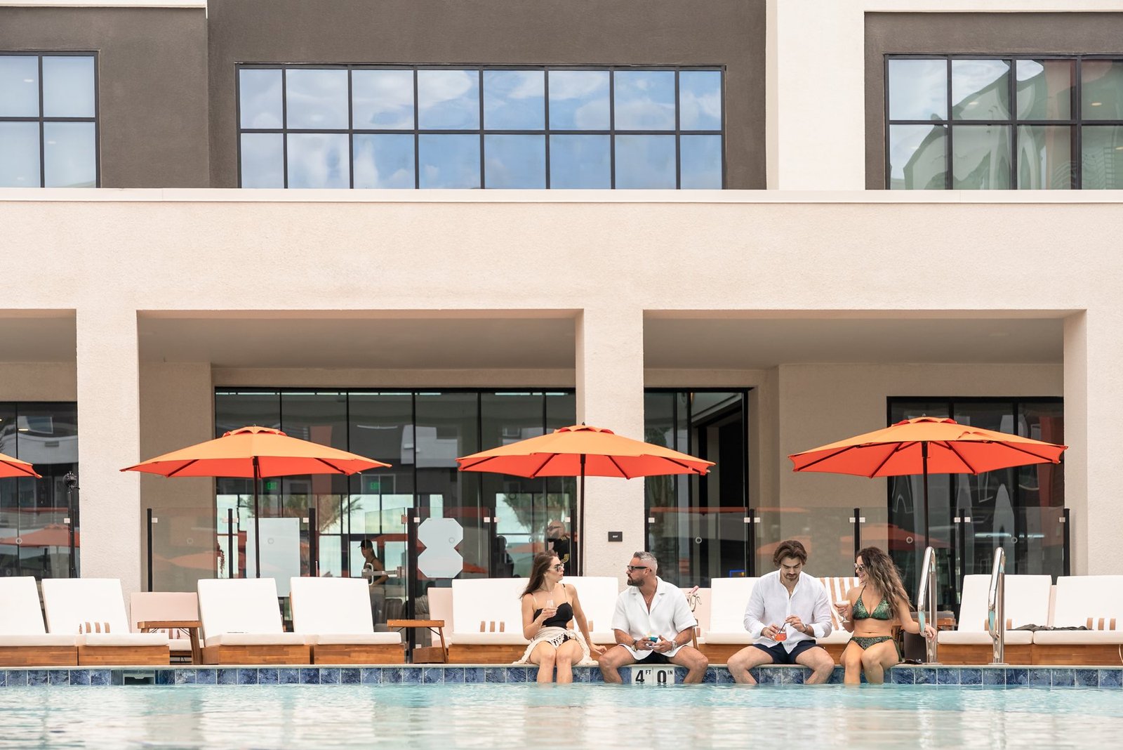 Otonomus Hotel pool deck and facade in Las Vegas